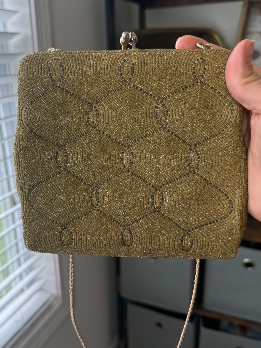 Vintage DeLill Gold Beaded Evening Bag
